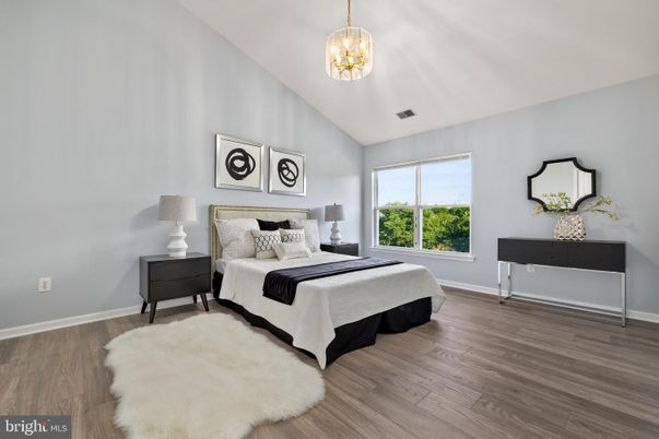 Bedroom, Interior, Pendant Lights, Wood Texture Flooring