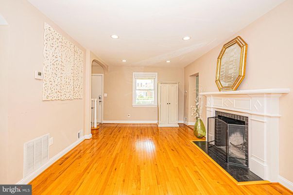 Empty room, Fireplace, Interior, Recessed Lighting, Wood Texture Flooring