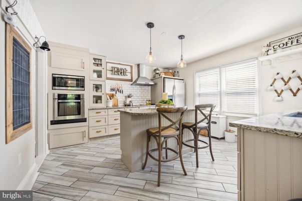 Interior, Kitchen, Pendant Lights, Stainless Steel Appliances, Wood Texture Flooring
