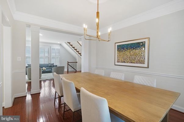 Chandelier, Dining room, Interior, Living room, Pendant Lights, Recessed Lighting, Wood Texture Flooring