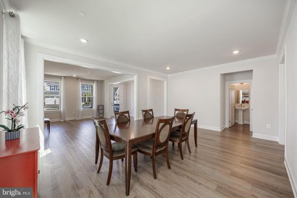 Dining room, Interior, Recessed Lighting, Wood Texture Flooring