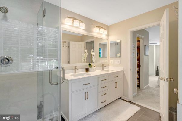 Bathroom, Dual Sink Vanities, Glass Shower, Interior