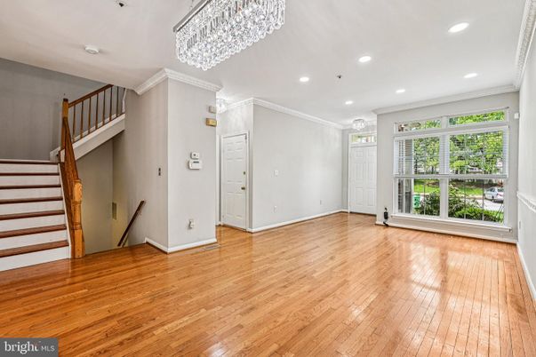 Chandelier, Empty room, Interior, Recessed Lighting, Wood Texture Flooring