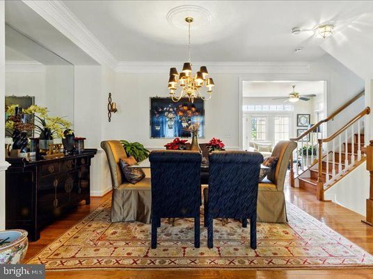 Chandelier, Dining room, Interior, Wood Texture Flooring