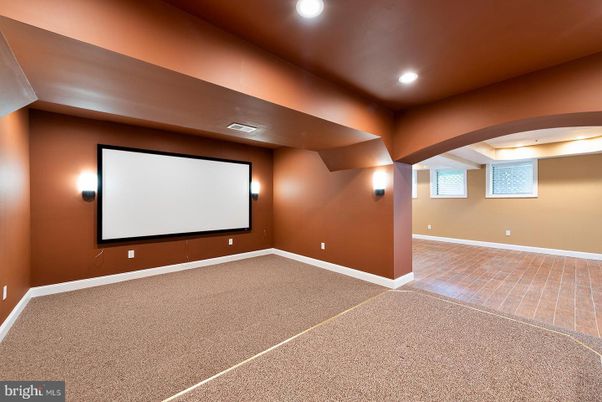 Empty room, Interior, Projection Screen, Recessed Lighting