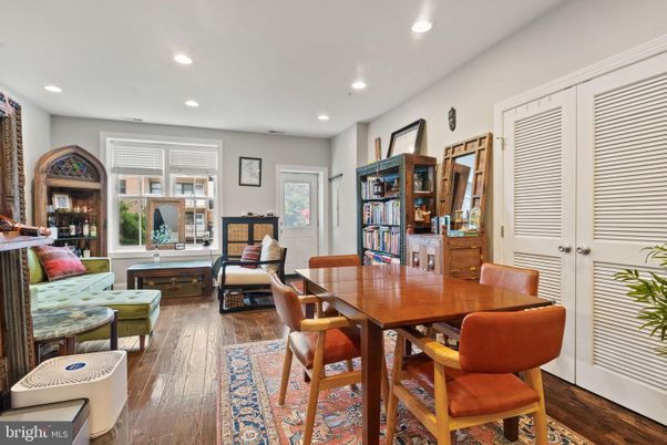 Dining room, Interior, Recessed Lighting, Wood Texture Flooring