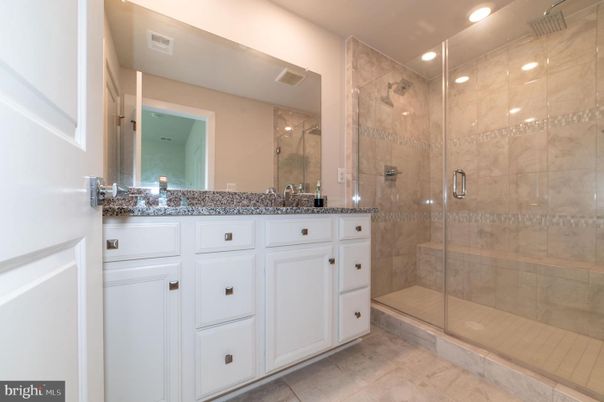 Bathroom, Dual Sink Vanities, Glass Shower, Interior, Recessed Lighting