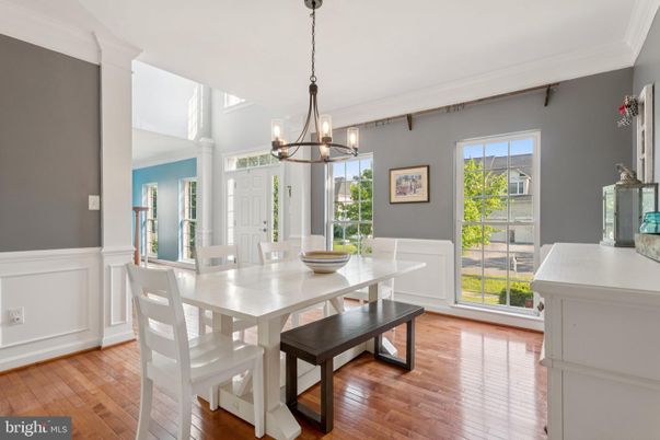 Chandelier, Dining room, Interior, Pendant Lights, Wood Texture Flooring