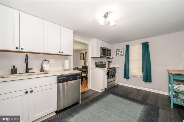 Interior, Kitchen, Stainless Steel Appliances, Wood Texture Flooring