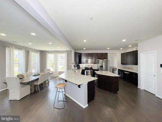 Dining room, Interior, Kitchen, Recessed Lighting, Stainless Steel Appliances, Wood Texture Flooring