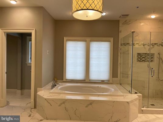 Bathroom, Glass Shower, Interior, Marble, Marble Walls