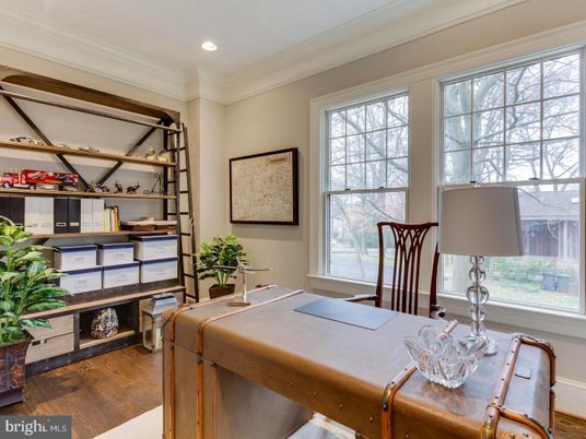 Home Office, Interior, Recessed Lighting, Wood Texture Flooring
