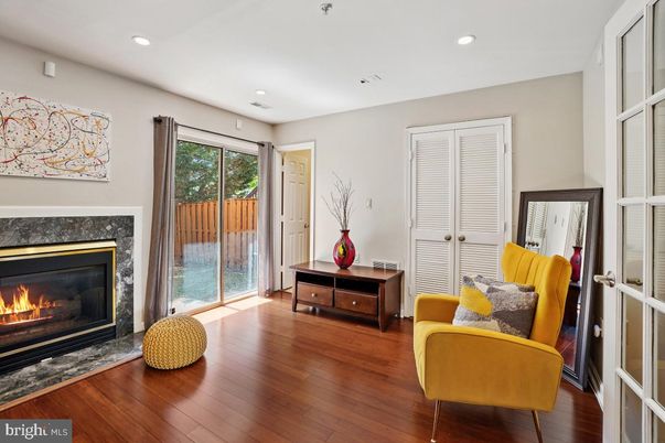 Fireplace, Interior, Recessed Lighting, Wood Texture Flooring