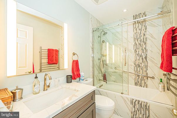 Bathroom, Glass Shower, Interior, Marble Walls, Recessed Lighting
