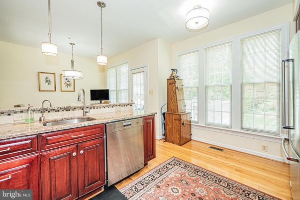Interior, Kitchen, Pendant Lights, Wood Texture Flooring