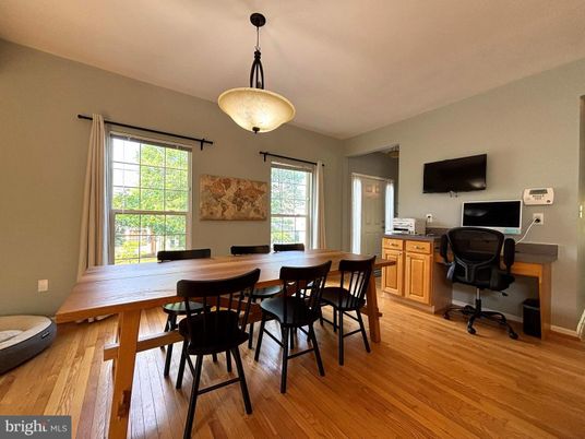 Home Office, Interior, Pendant Lights, Wood Texture Flooring