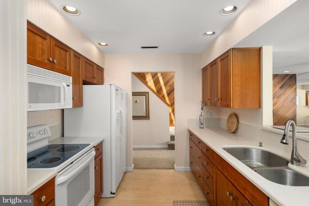 Interior, Kitchen, Recessed Lighting, Wood Texture Flooring