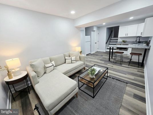 Interior, Kitchen, Living room, Recessed Lighting, Wood Texture Flooring