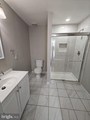 Bathroom, Glass Shower, Interior, Marble, Recessed Lighting