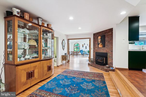 Fireplace, Interior, Recessed Lighting, Wood Texture Flooring