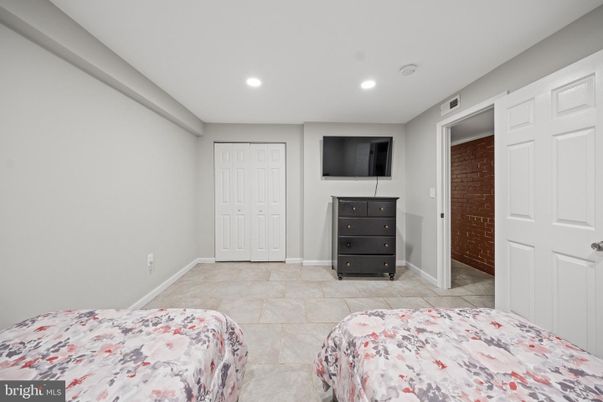 Bedroom, Interior, Recessed Lighting, Stone Walls