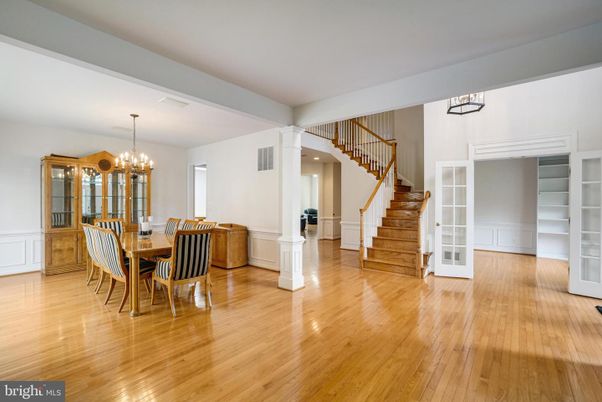 Chandelier, Dining room, Interior, Wood Texture Flooring