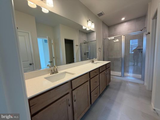 Bathroom, Dual Sink Vanities, Glass Shower, Interior, Recessed Lighting