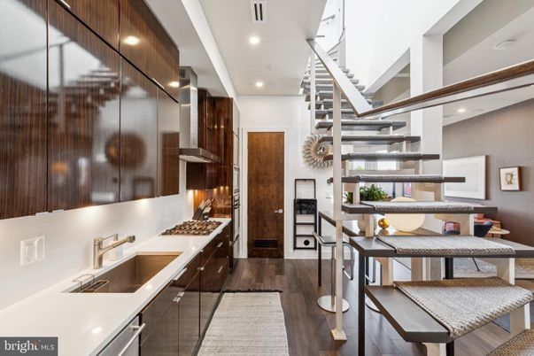 Interior, Kitchen, Recessed Lighting, Wood Texture Flooring