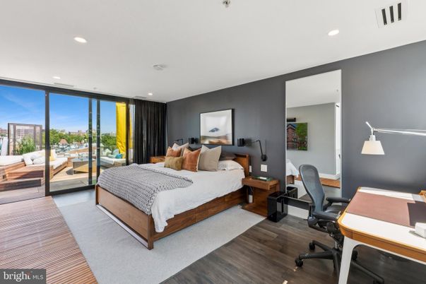 Bedroom, Home Office, Interior, Recessed Lighting, Wood Texture Flooring