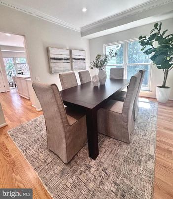 Dining room, Interior, Recessed Lighting, Wood Texture Flooring
