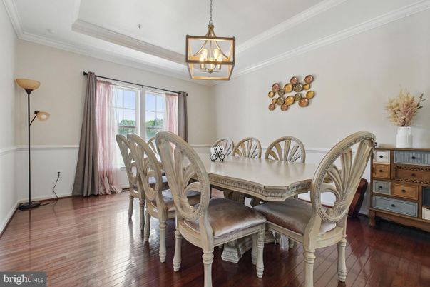 Dining room, Interior, Pendant Lights, Wood Texture Flooring