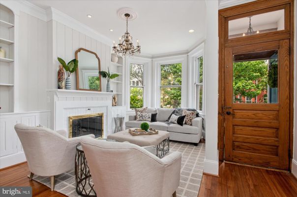 Chandelier, Fireplace, Interior, Living room, Recessed Lighting, Wood Texture Flooring