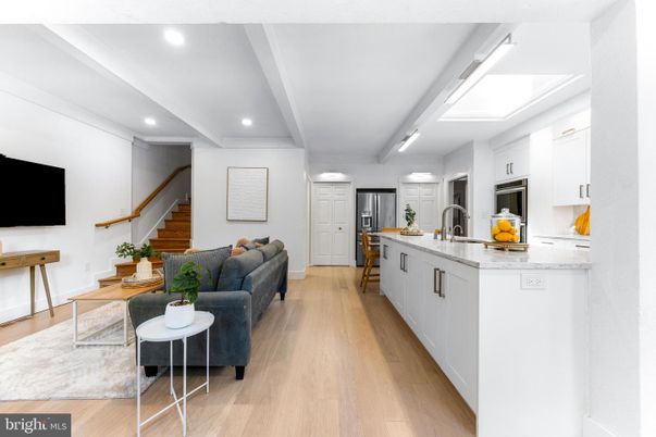 Interior, Kitchen, Living room, Recessed Lighting, Stainless Steel Appliances, Wood Texture Flooring