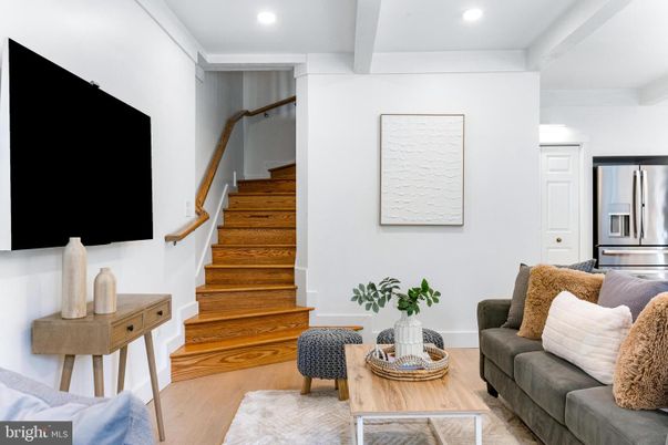 Interior, Living room, Recessed Lighting, Stainless Steel Appliances, Wood Texture Flooring