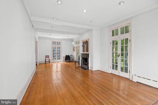 Empty room, Fireplace, Interior, Recessed Lighting, Wood Texture Flooring