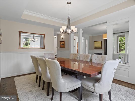 Chandelier, Dining room, Interior, Pendant Lights, Wood Texture Flooring