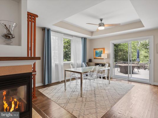 Dining room, Fireplace, Interior, Wood Texture Flooring