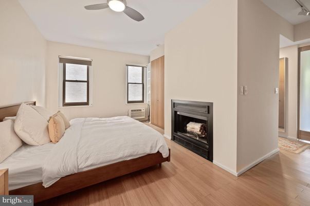 Bedroom, Fireplace, Interior, Wood Texture Flooring