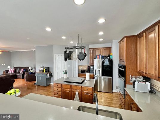 Interior, Kitchen, Living room, Recessed Lighting, Stainless Steel Appliances, Wood Texture Flooring