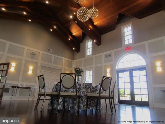 Dining room, Interior, Recessed Lighting, Wooden Beams, Wooden Ceilings, Wood Texture Flooring