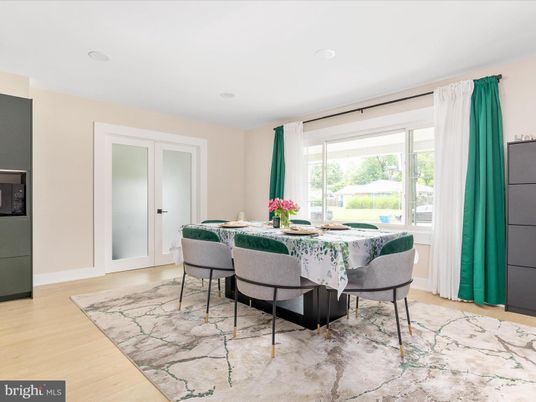 Dining room, Interior, Recessed Lighting, Wood Texture Flooring