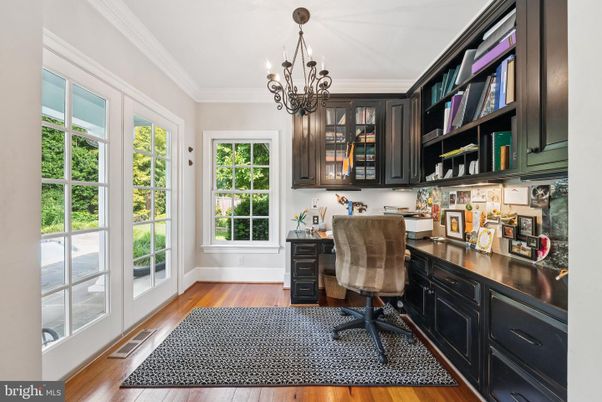 Chandelier, Home Office, Interior, Wood Texture Flooring