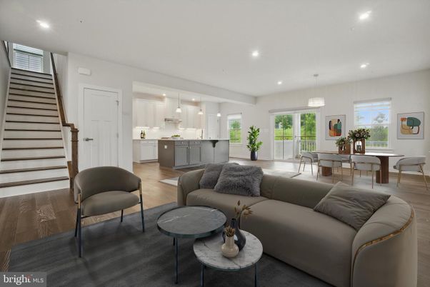 Dining room, Interior, Kitchen, Living room, Pendant Lights, Recessed Lighting, Wood Texture Flooring