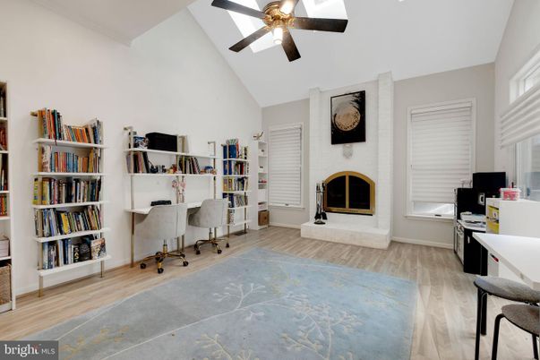 Fireplace, Home Office, Interior, Wood Texture Flooring
