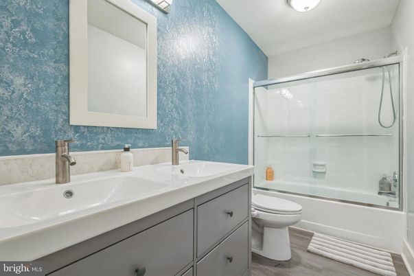 Bathroom, Glass Shower, Interior, Wood Texture Flooring