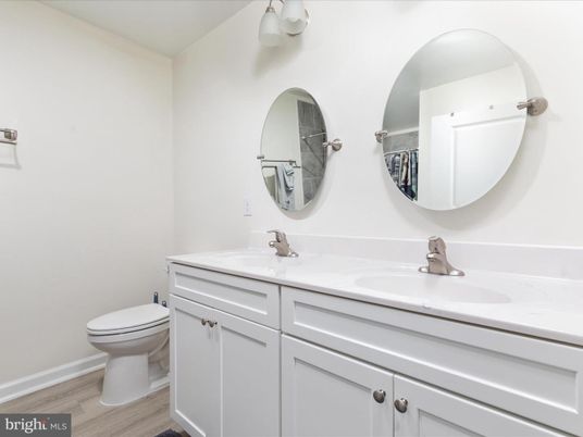 Bathroom, Dual Sink Vanities, Interior, Wood Texture Flooring