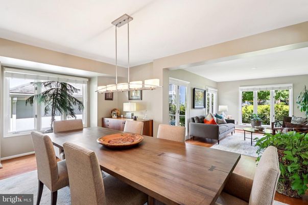 Dining room, Interior, Living room, Pendant Lights, Wood Texture Flooring