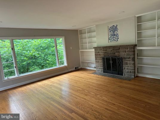 Empty room, Fireplace, Interior, Recessed Lighting, Wood Texture Flooring