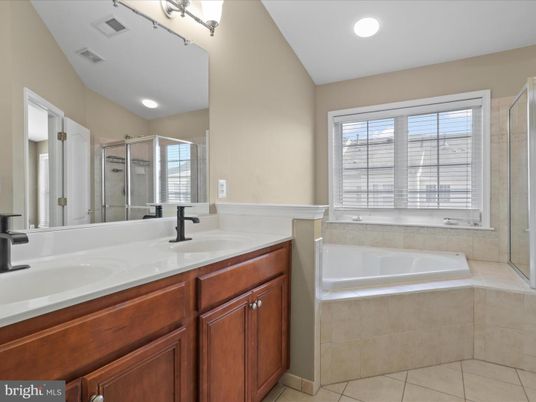 Bathroom, Dual Sink Vanities, Glass Shower, Interior, Recessed Lighting