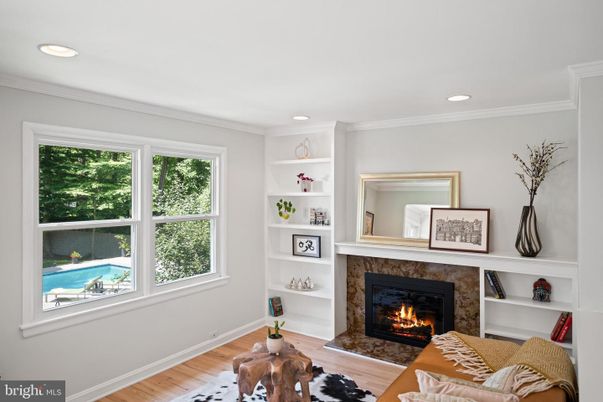 Fireplace, Interior, Recessed Lighting, Wood Texture Flooring